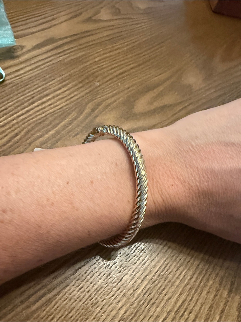 Chico's Two-Tone Twisted Rope Bangle in Gold and Silver